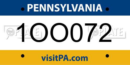 1OO072 Pennsylvania License Plate