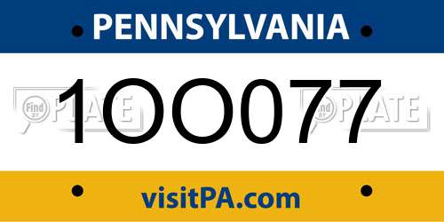 1OO077 Pennsylvania License Plate