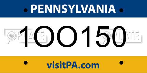 1OO150 Pennsylvania License Plate