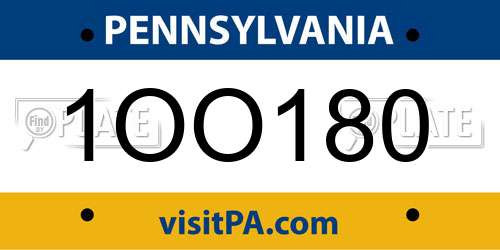 1OO180 Pennsylvania License Plate