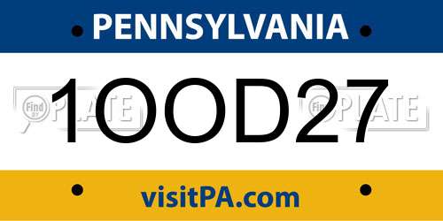 1OOD27 Pennsylvania License Plate