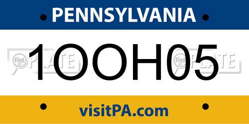 1OOH05 Pennsylvania License Plate