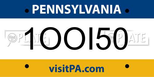 1OOI50 Pennsylvania License Plate