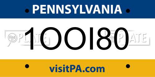 1OOI80 Pennsylvania License Plate