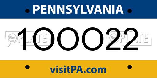 1OOO22 Pennsylvania License Plate