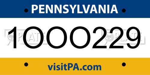 1OOO229 Pennsylvania License Plate