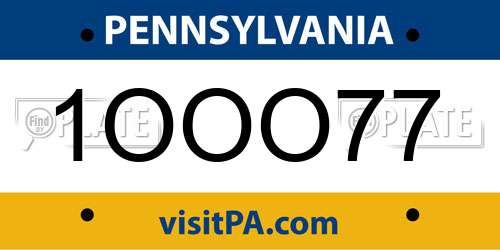1OOO77 Pennsylvania License Plate