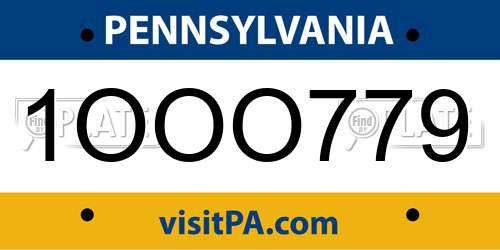 1OOO779 Pennsylvania License Plate