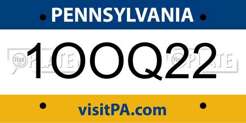 1OOQ22 Pennsylvania License Plate