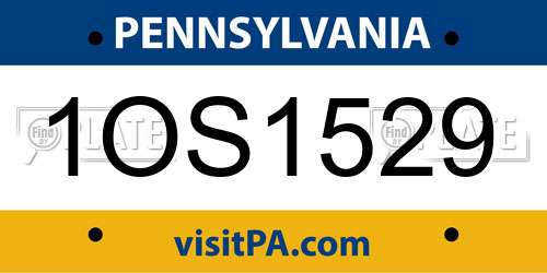 1OS1529 Pennsylvania License Plate