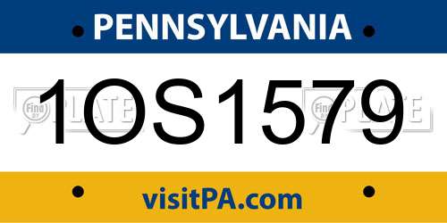 1OS1579 Pennsylvania License Plate