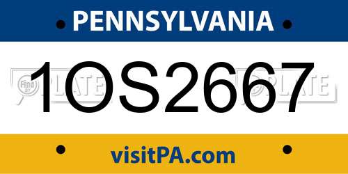 1OS2667 Pennsylvania License Plate
