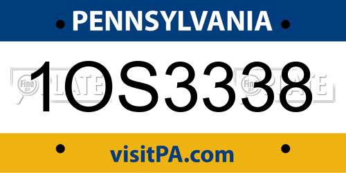 1OS3338 Pennsylvania License Plate