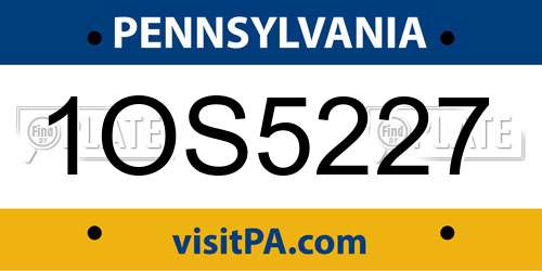 1OS5227 Pennsylvania License Plate