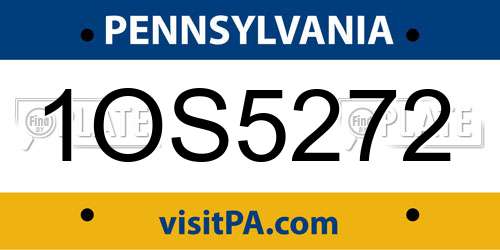 1OS5272 Pennsylvania License Plate