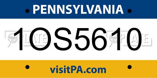 1OS5610 Pennsylvania License Plate