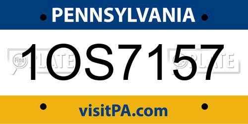 1OS7157 Pennsylvania License Plate