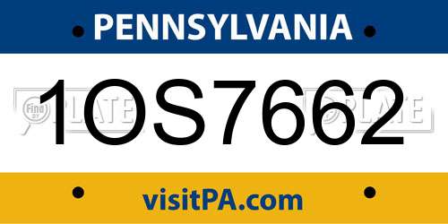 1OS7662 Pennsylvania License Plate