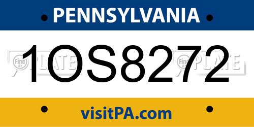 1OS8272 Pennsylvania License Plate