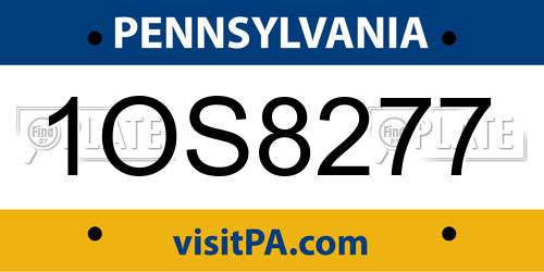 1OS8277 Pennsylvania License Plate