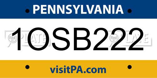1OSB222 Pennsylvania License Plate