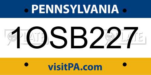 1OSB227 Pennsylvania License Plate