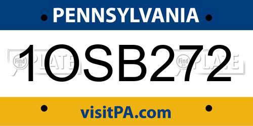 1OSB272 Pennsylvania License Plate