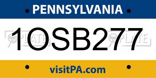 1OSB277 Pennsylvania License Plate