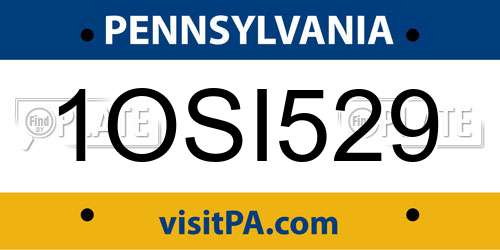 1OSI529 Pennsylvania License Plate