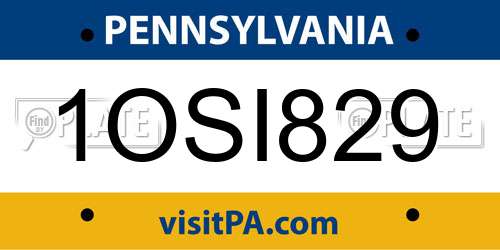 1OSI829 Pennsylvania License Plate
