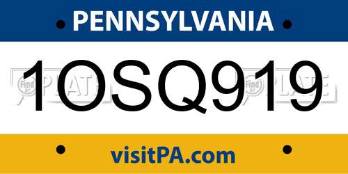 1OSQ919 Pennsylvania License Plate