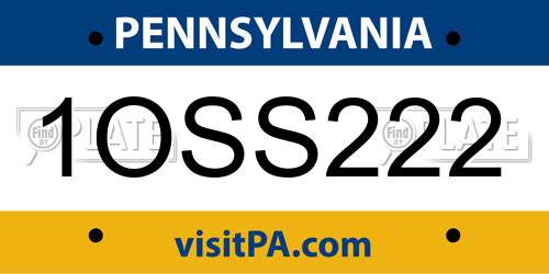 1OSS222 Pennsylvania License Plate