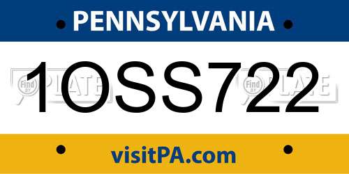 1OSS722 Pennsylvania License Plate