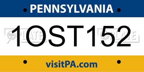1OST152 Pennsylvania License Plate