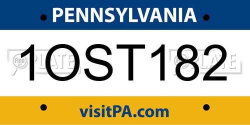 1OST182 Pennsylvania License Plate