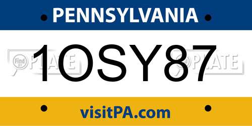 1OSY87 Pennsylvania License Plate