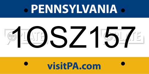 1OSZ157 Pennsylvania License Plate
