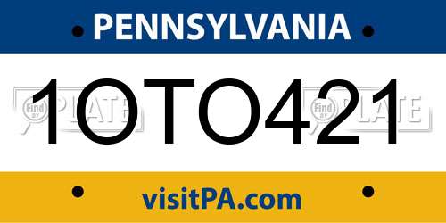 1OTO421 Pennsylvania License Plate