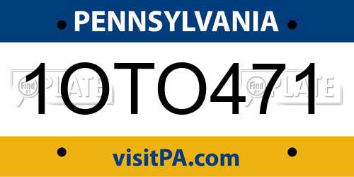 1OTO471 Pennsylvania License Plate