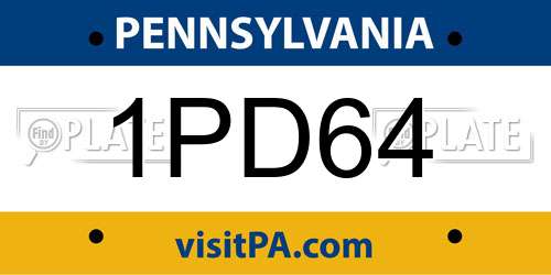 1PD64 Pennsylvania License Plate