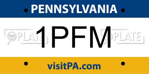 1PFM Pennsylvania License Plate