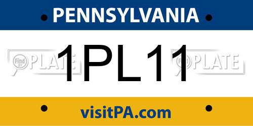 1PL11 Pennsylvania License Plate