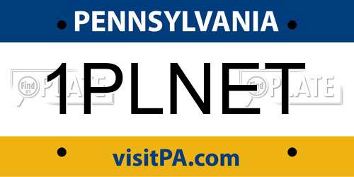 1PLNET Pennsylvania License Plate