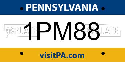 1PM88 Pennsylvania License Plate