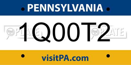 1Q00T2 Pennsylvania License Plate