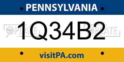1Q34B2 Pennsylvania License Plate