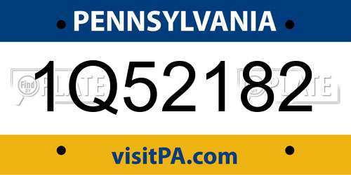 1Q52182 Pennsylvania License Plate