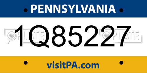 1Q85227 Pennsylvania License Plate
