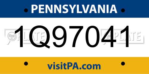 1Q97041 Pennsylvania License Plate
