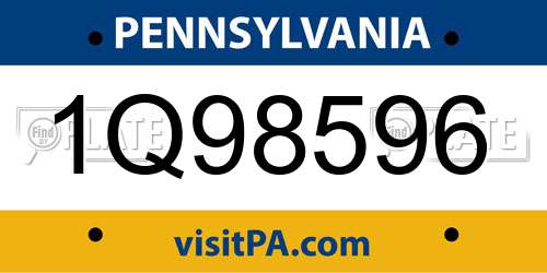 1Q98596 Pennsylvania License Plate